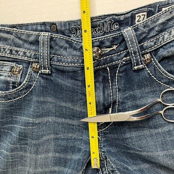 Miss Me Jeans Boot Cut JP6048B sz 27 Low Rise Whiskered Western - Picture 10 of 16